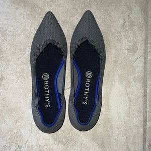 Rothy’s W9, Gray & Blue, pointed toe. Practically brand new, very good condition